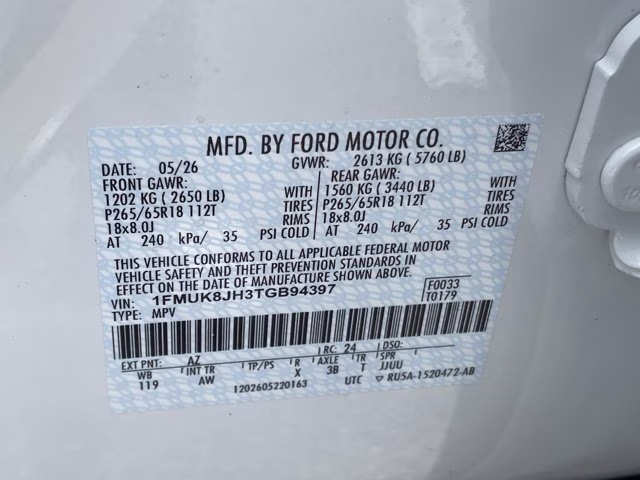 2026 Star White Metallic Tri-Coat Ford Explorer Tremor 4X4 SUV