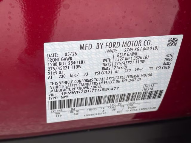 2026 Rapid Red Metallic Tinted Clearcoat Ford Explorer ST RWD SUV