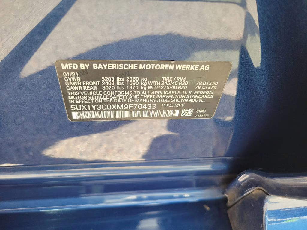 2021 Blue BMW X3 sDrive30i RWD Crossover