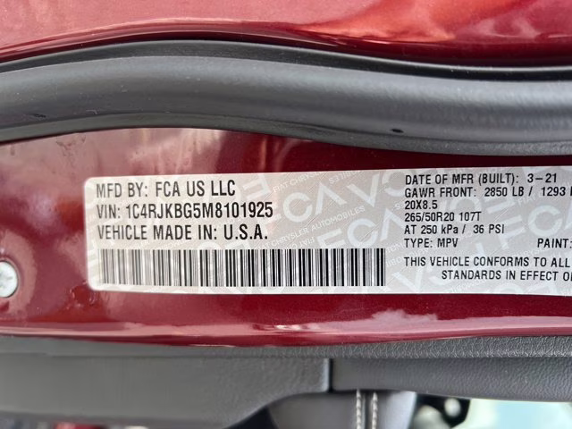 2021 Velvet Red Pearlcoat Jeep Grand Cherokee L Limited 4X4 SUV