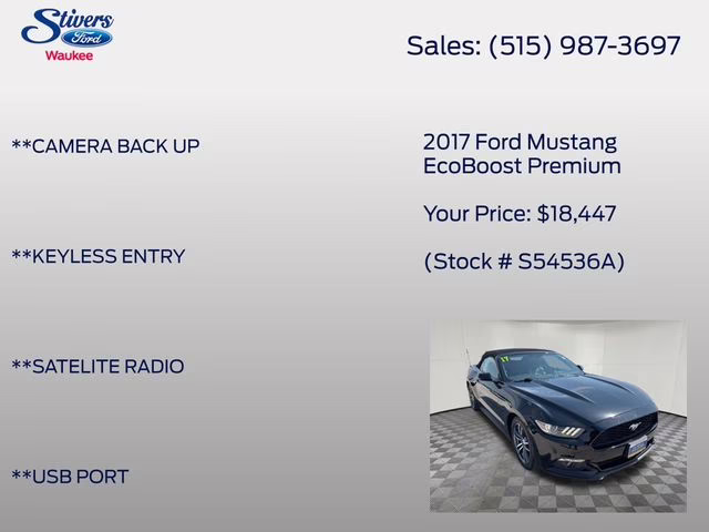 2017 Shadow Black Ford Mustang EcoBoost Premium RWD Convertible