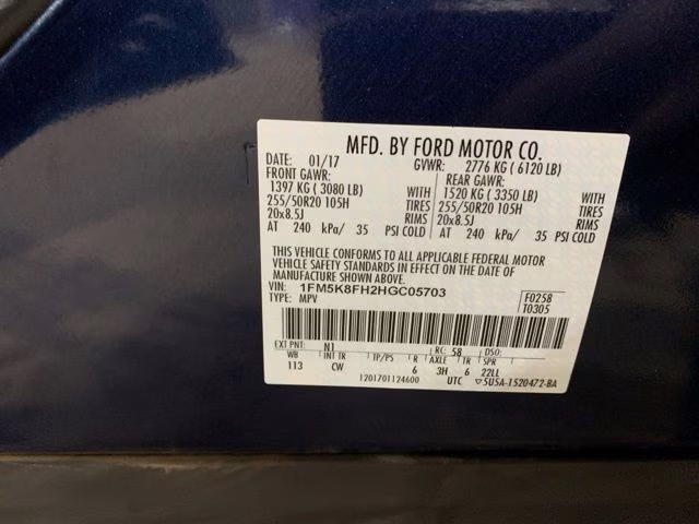 2017 Blue Ford Explorer Limited 4X4 SUV