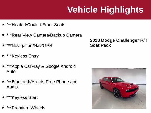 2023 Torred Clearcoat Dodge Challenger R/T Scat Pack RWD Coupe