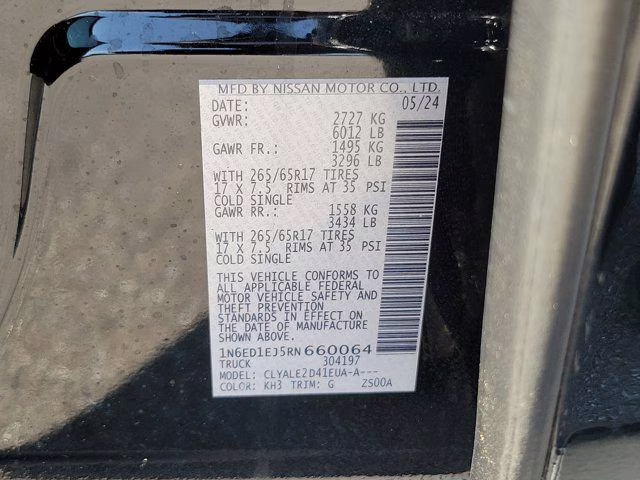 2024 Super Black Nissan Frontier SL RWD Truck