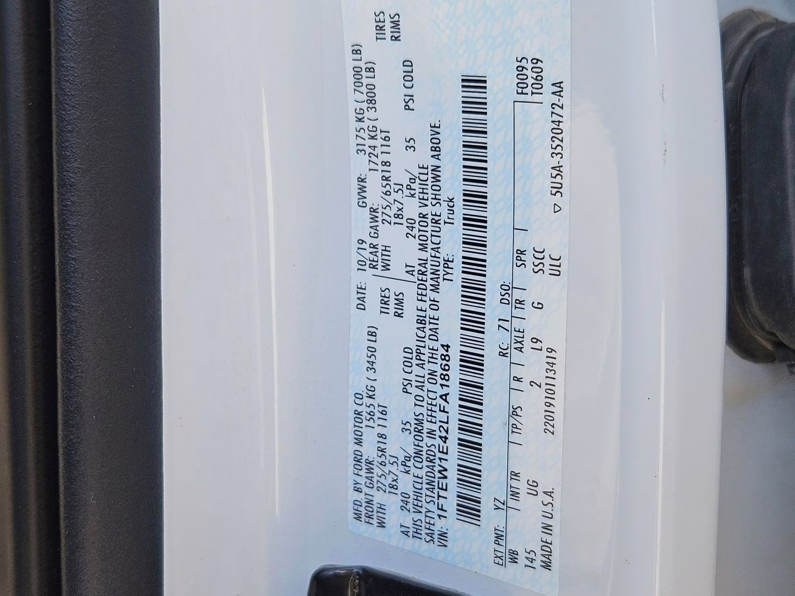 2020 Oxford White Ford F-150 XLT 4X4 Truck