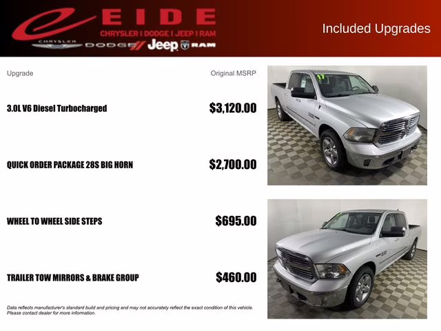 2017 Bright Silver Metallic Clearcoat Ram 1500 Big Horn 4X4 Truck