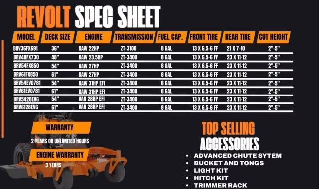 2026 Orange Bad Boy Revolt 54" Kawasaki FX781V ACS KIT