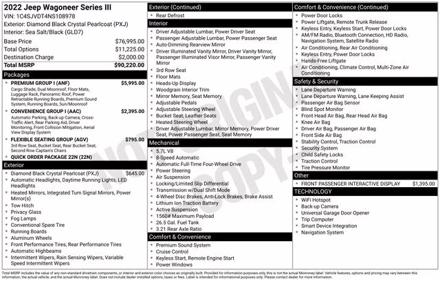 2022 Diamond Black Crystal Pearlcoat Jeep Wagoneer Series III 4X4 SUV