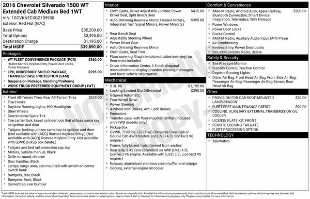 2016 Red Hot Chevrolet Silverado 1500 WT 4X4 Truck