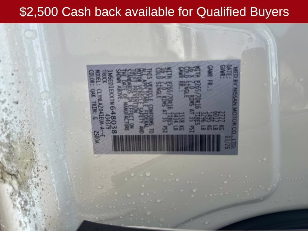 2026 Glacier White Nissan Frontier S 4X4 Truck