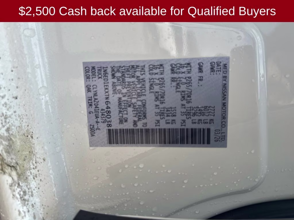 2026 Glacier White Nissan Frontier S 4X4 Truck