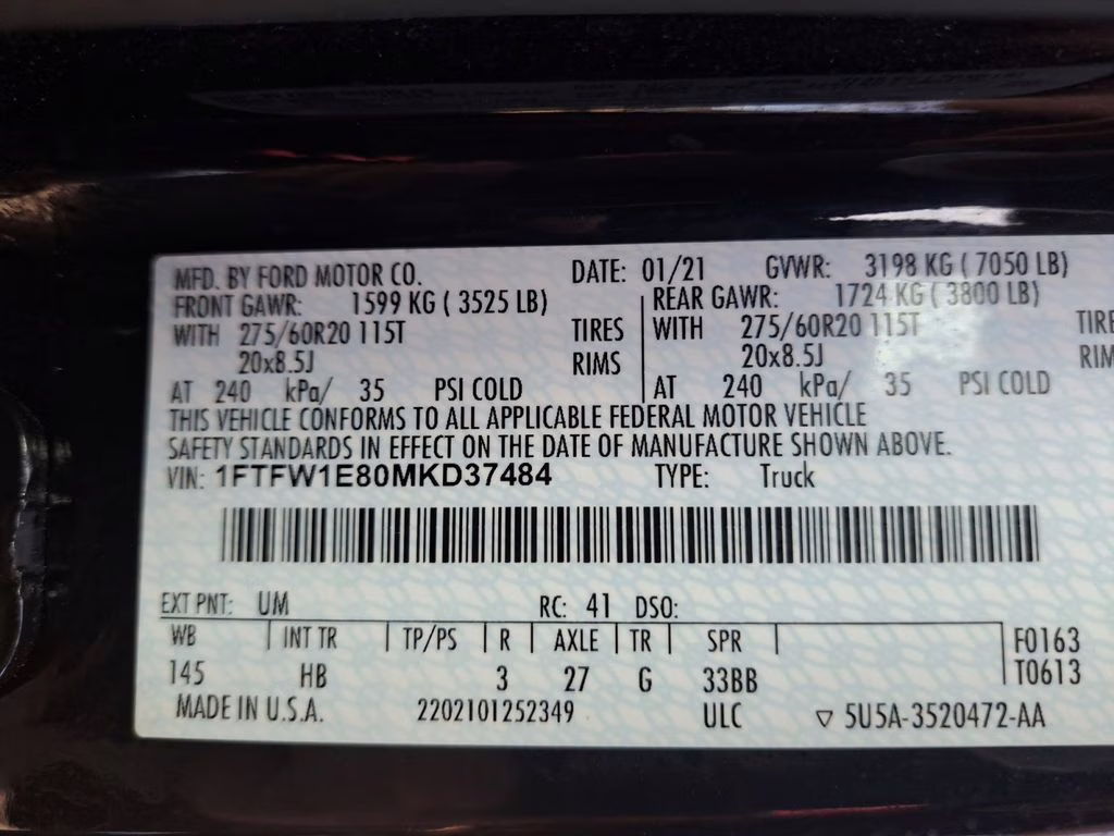 2021 Agate Black Metallic Ford F-150 Lariat Sport w/B&O Sound & Co-Pilot 360 4X4 Truck