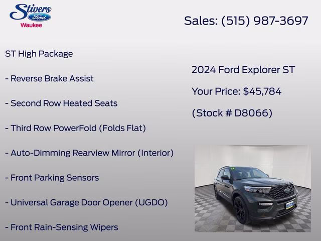2024 Forged Green Metallic Ford Explorer ST 4X4 SUV