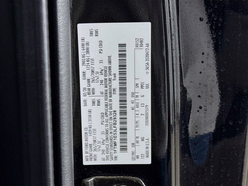 2020 Black Metallic Ford F-150 XLT 4X4 Truck