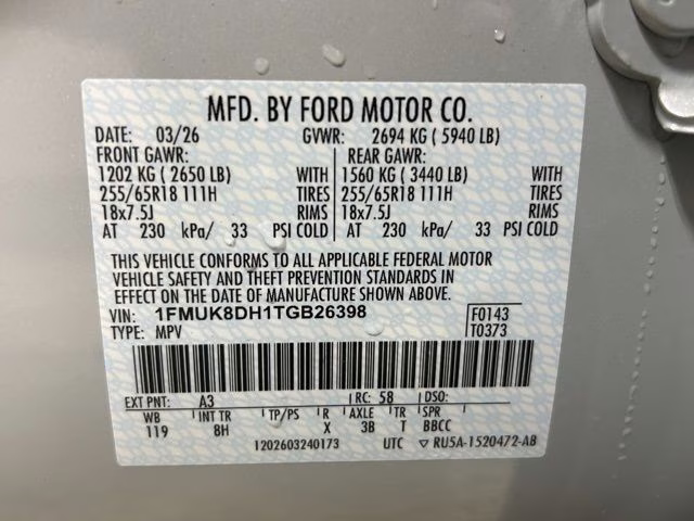 2026 Space White Metallic Ford Explorer Active 4X4 SUV