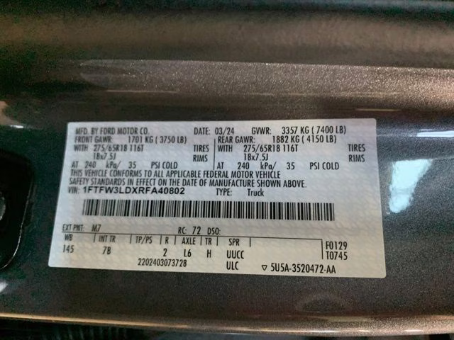 2024 Carbonized Gray Metallic Ford F-150 XLT 4X4 Truck