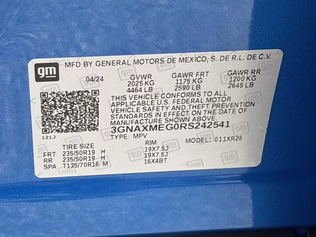 2024 Riptide Blue Metallic Chevrolet Equinox RS FWD SUV