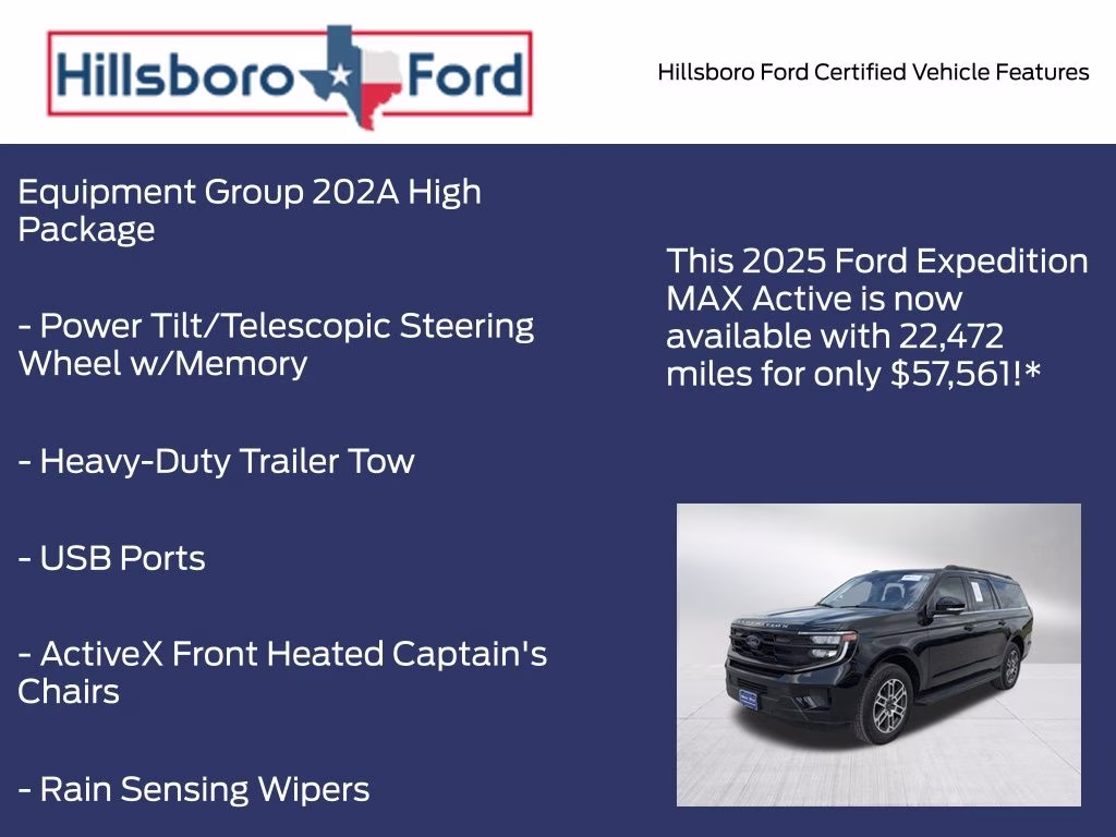 2025 Agate Black Metallic Ford Expedition Max Active 4X4 SUV