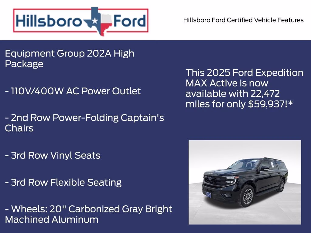 2025 Agate Black Metallic Ford Expedition Max Active 4X4 SUV