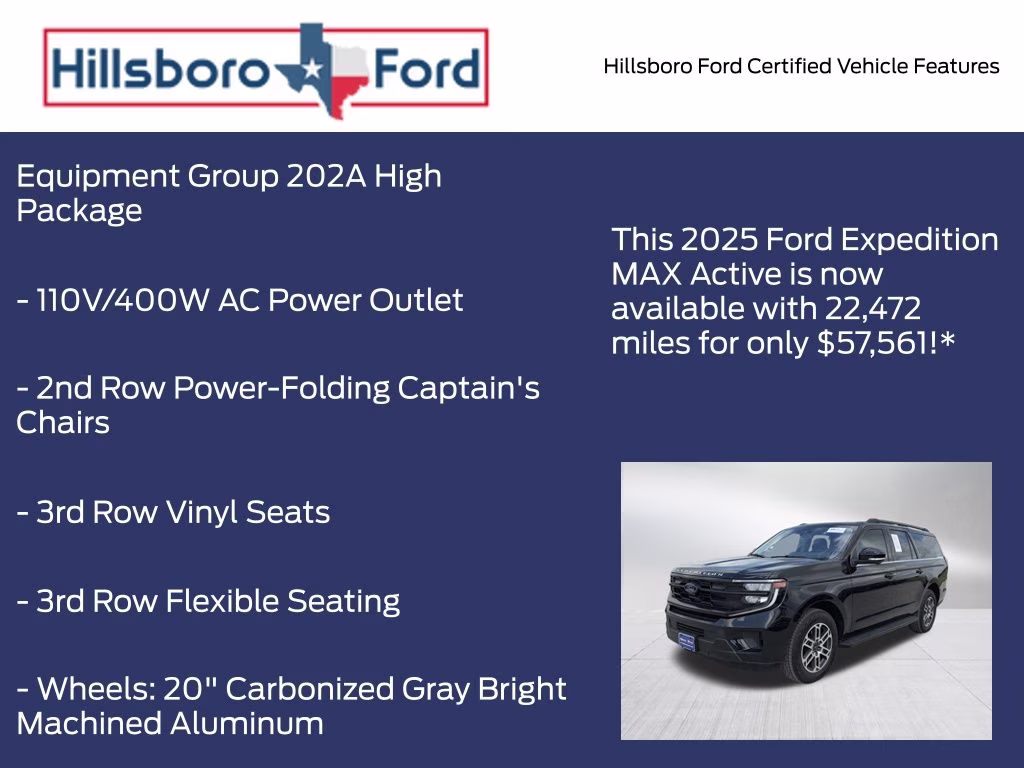 2025 Agate Black Metallic Ford Expedition Max Active 4X4 SUV