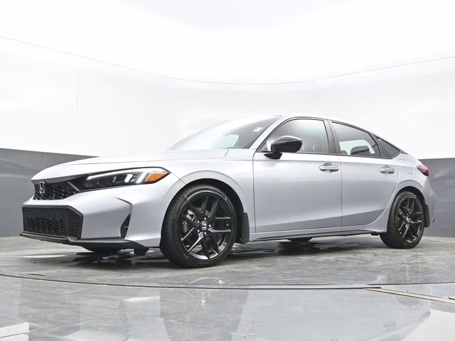 2025 Solar Silver Metallic Honda Civic Sport FWD Hatchback