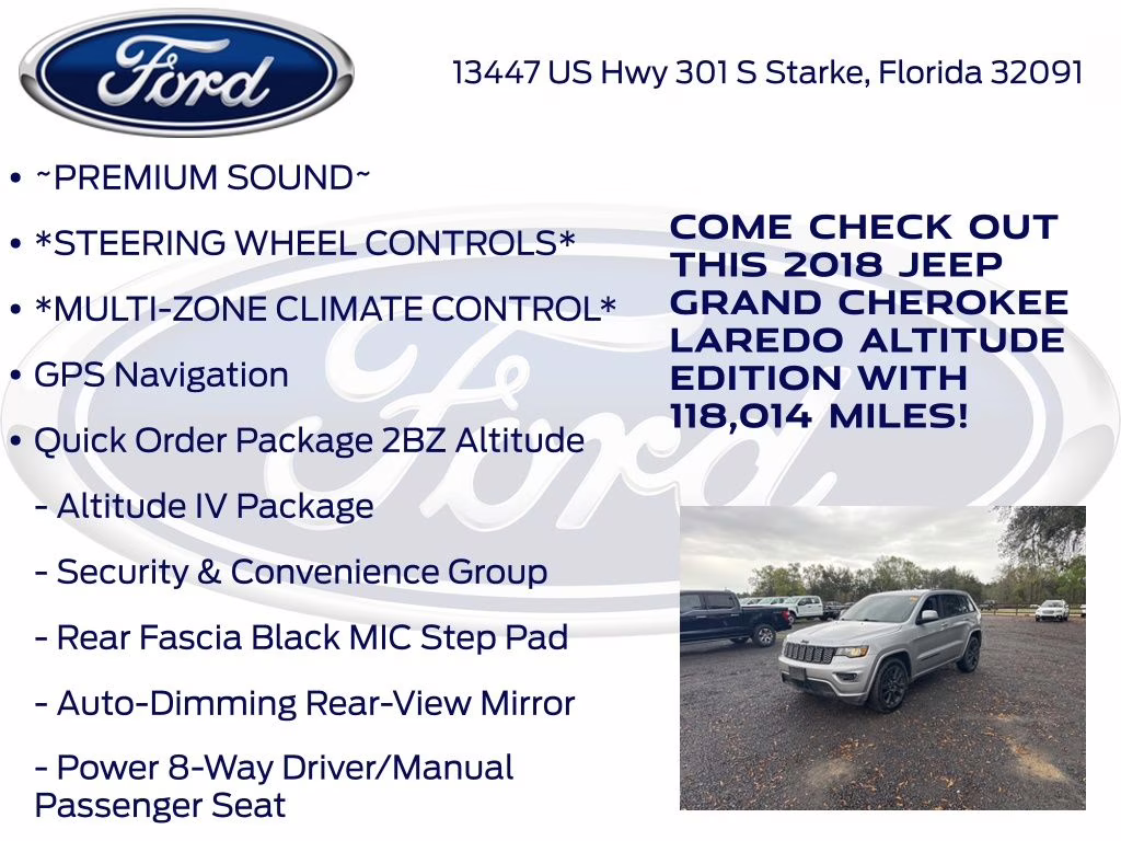 2018 Billet Silver Metallic Clearcoat Jeep Grand Cherokee Altitude 4X4 SUV