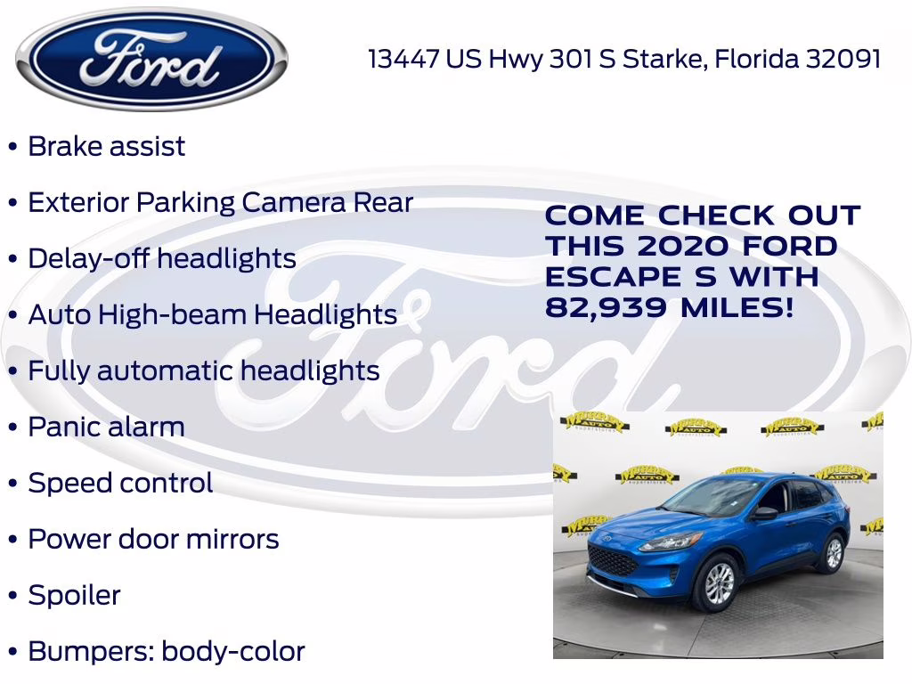 2020 Blue Metallic Ford Escape S FWD SUV