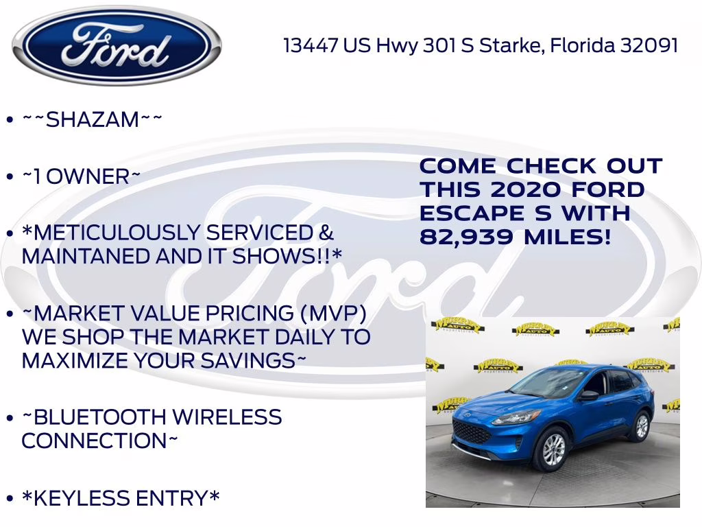 2020 Blue Metallic Ford Escape S FWD SUV