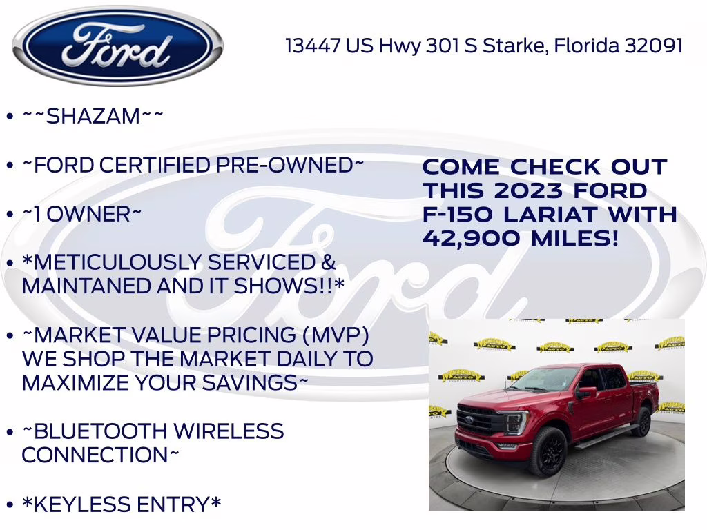 2023 Red Metallic Ford F-150 Lariat 4X4 Truck