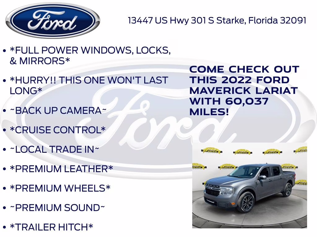 2022 Gray Metallic Ford Maverick Lariat FWD Truck