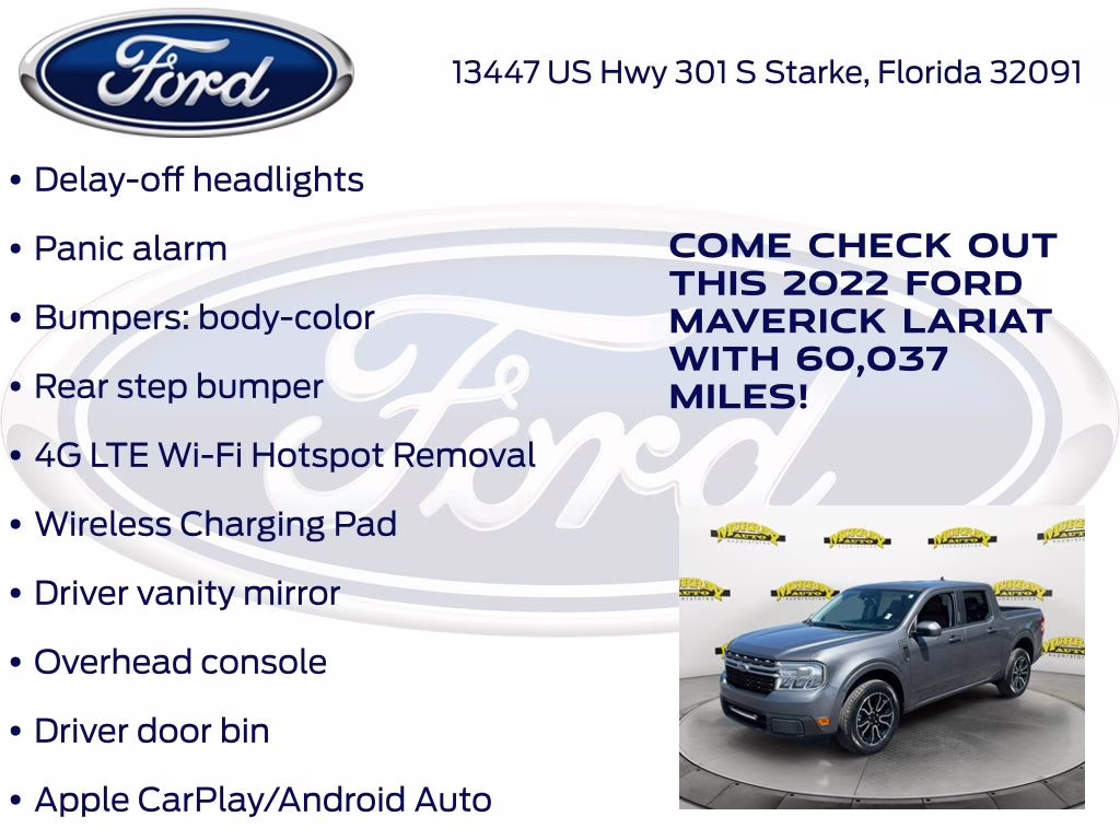 2022 Gray Metallic Ford Maverick Lariat FWD Truck