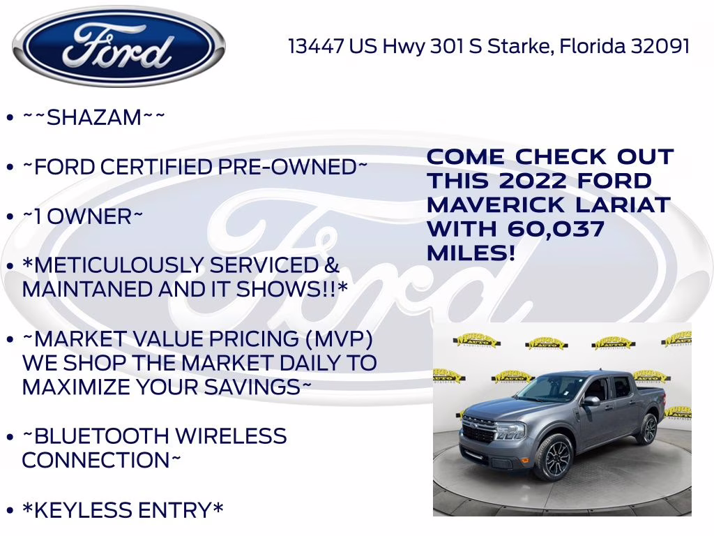 2022 Gray Metallic Ford Maverick Lariat FWD Truck