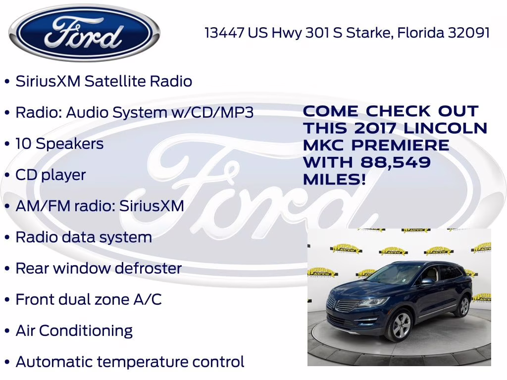 2017 Sapphire Blue Metallic Lincoln MKC Premiere FWD SUV