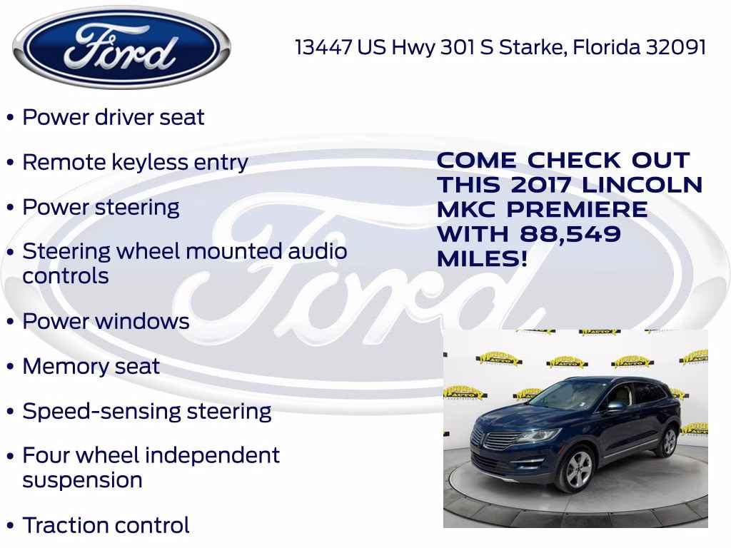 2017 Sapphire Blue Metallic Lincoln MKC Premiere FWD SUV