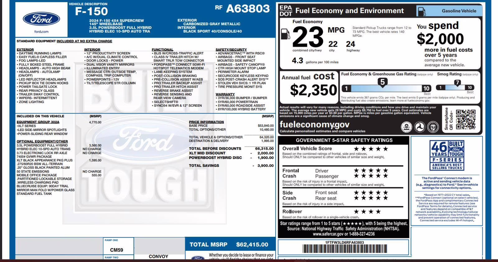 2024 Carbonized Gray Ford F-150 XLT 4X4 Truck