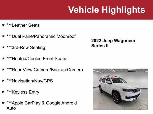 2022 Bright White Clearcoat Jeep Wagoneer Series II 4X4 SUV