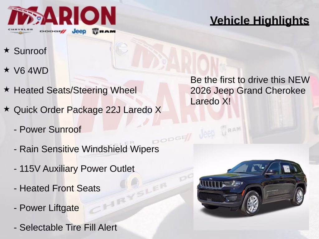 2026 Diamond Black Crystal Pearlcoat Jeep Grand Cherokee Laredo X 4X4 SUV