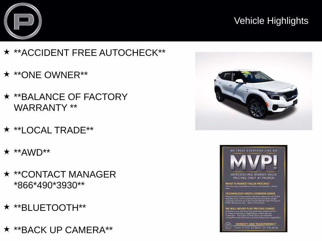 2023 Snow White Pearl Kia Seltos LX AWD SUV