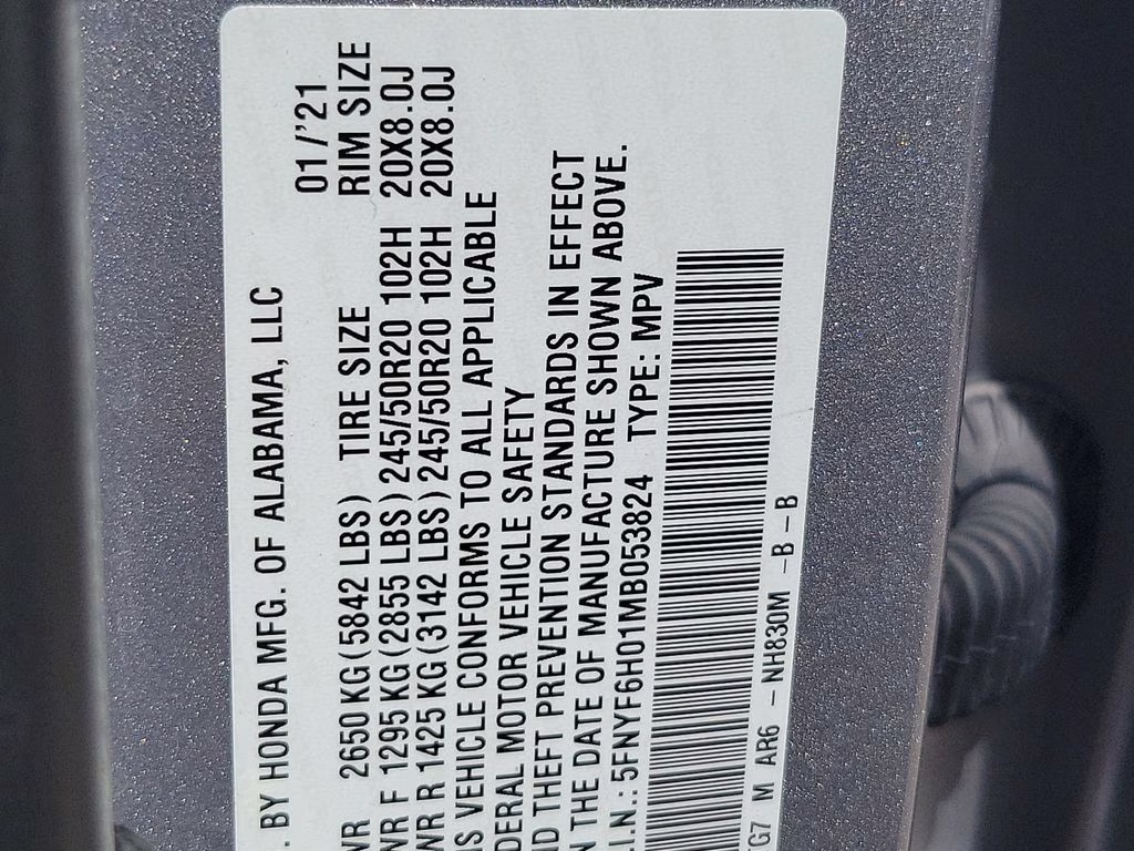 2021 Lunar Silver Metallic Honda Pilot Elite AWD SUV