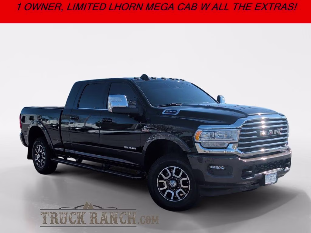2024 Diamond Black Crystal Pearlcoat Ram 3500 Limited Longhorn 4X4 Truck