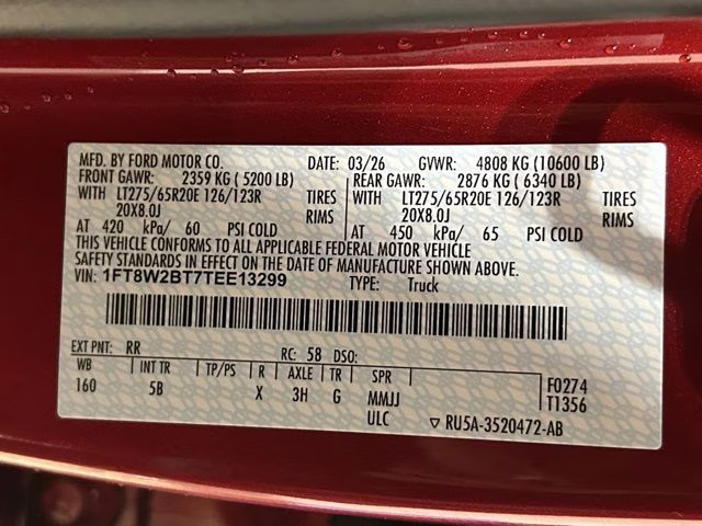 2026 Ruby Red Metallic Tinted Clearcoat Ford Super Duty F-250 SRW Lariat 4X4 Truck