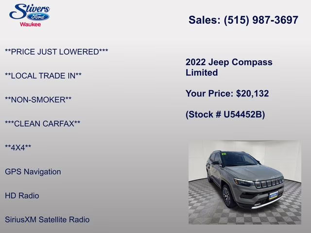 2022 Sting-Gray Clearcoat Jeep Compass Limited 4X4 SUV