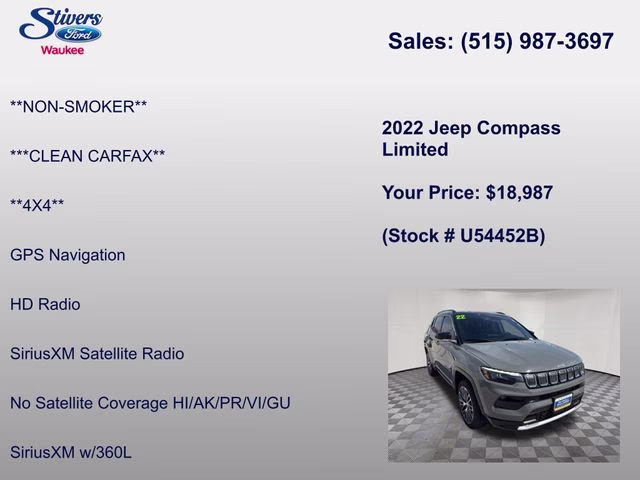 2022 Sting-Gray Clearcoat Jeep Compass Limited 4X4 SUV