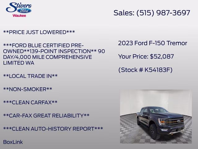 2023 Antimatter Blue Metallic Ford F-150 Tremor 4X4 Truck