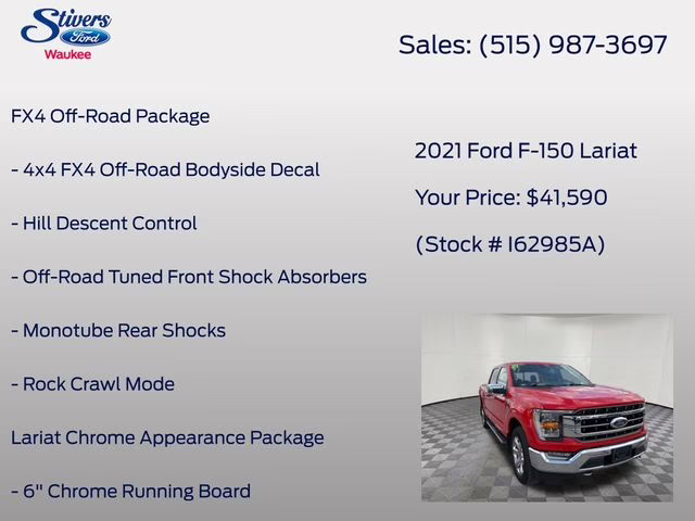 2021 Race Red Ford F-150 Lariat 4X4 Truck