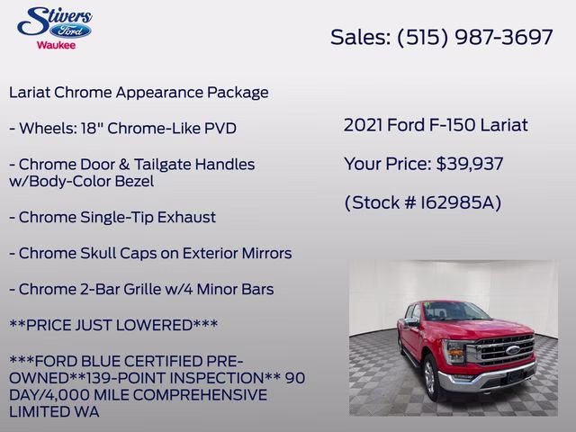 2021 Race Red Ford F-150 Lariat 4X4 Truck