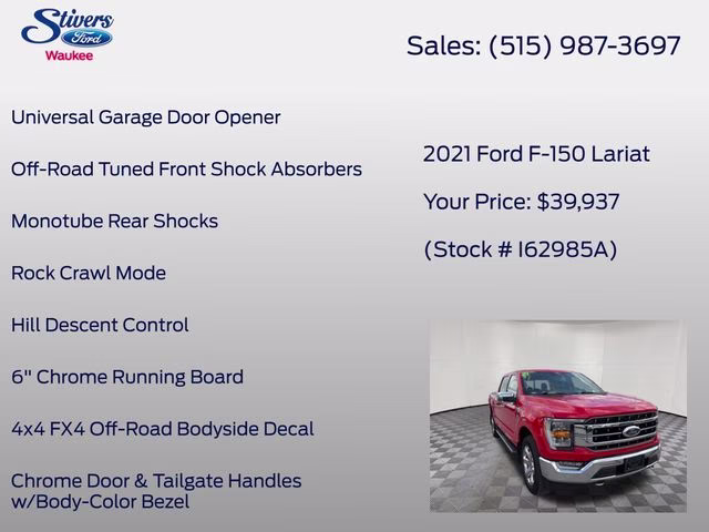 2021 Race Red Ford F-150 Lariat 4X4 Truck