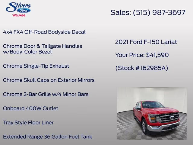 2021 Race Red Ford F-150 Lariat 4X4 Truck