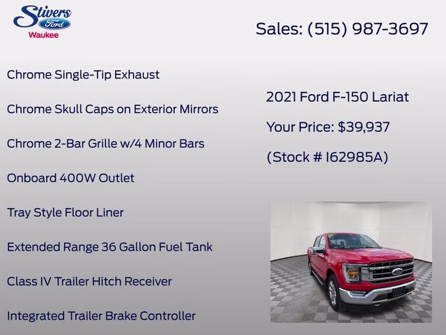 2021 Race Red Ford F-150 Lariat 4X4 Truck