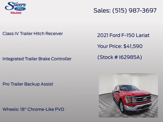2021 Race Red Ford F-150 Lariat 4X4 Truck